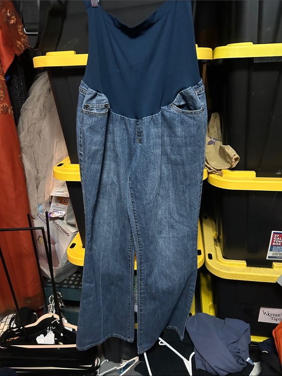 Motherhood Maternity Denim - Motherhood Maternity Blue Denim Bootcut Jeans with Navy Waist Panel